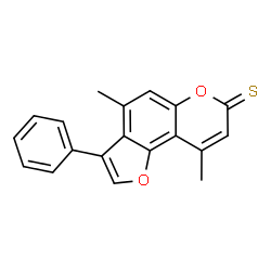 ChemSpider 2D Image | 4,9-Dimethyl-3-phenyl-7H-furo[2,3-f]chromene-7-thione | C19H14O2S