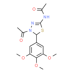 ChemSpider 2D Image | N-[4-Acetyl-5-(3,4,5-trimethoxyphenyl)-4,5-dihydro-1,3,4-thiadiazol-2-yl]acetamide | C15H19N3O5S
