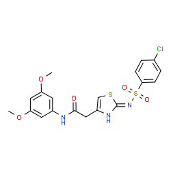 ChemSpider 2D Image | 2-(2-{[(4-Chlorophenyl)sulfonyl]amino}-1,3-thiazol-4-yl)-N-(3,5-dimethoxyphenyl)acetamide | C19H18ClN3O5S2