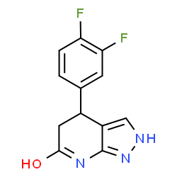 ChemSpider 2D Image | 4-(3,4-Difluorophenyl)-1,2,4,5-tetrahydro-6H-pyrazolo[3,4-b]pyridin-6-one | C12H9F2N3O