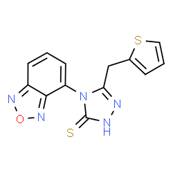 ChemSpider 2D Image | 4-(2,1,3-Benzoxadiazol-4-yl)-5-(2-thienylmethyl)-4H-1,2,4-triazole-3-thiol | C13H9N5OS2