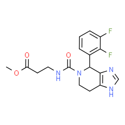 ChemSpider 2D Image | Methyl N-{[4-(2,3-difluorophenyl)-1,4,6,7-tetrahydro-5H-imidazo[4,5-c]pyridin-5-yl]carbonyl}-beta-alaninate | C17H18F2N4O3