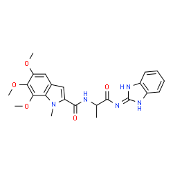 ChemSpider 2D Image | N-[1-(1H-Benzimidazol-2-ylamino)-1-oxo-2-propanyl]-5,6,7-trimethoxy-1-methyl-1H-indole-2-carboxamide | C23H25N5O5