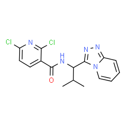 ChemSpider 2D Image | 2,6-Dichloro-N-[2-methyl-1-([1,2,4]triazolo[4,3-a]pyridin-3-yl)propyl]nicotinamide | C16H15Cl2N5O