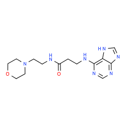 ChemSpider 2D Image | N-[2-(4-Morpholinyl)ethyl]-N~3~-7H-purin-6-yl-beta-alaninamide | C14H21N7O2