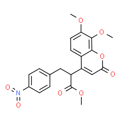 ChemSpider 2D Image | Methyl 2-(7,8-dimethoxy-2-oxo-2H-chromen-4-yl)-3-(4-nitrophenyl)propanoate | C21H19NO8