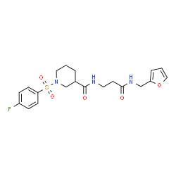 ChemSpider 2D Image | 1-[(4-Fluorophenyl)sulfonyl]-N-{3-[(2-furylmethyl)amino]-3-oxopropyl}-3-piperidinecarboxamide | C20H24FN3O5S