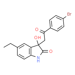 ChemSpider 2D Image | 3-[2-(4-Bromophenyl)-2-oxoethyl]-5-ethyl-3-hydroxy-1,3-dihydro-2H-indol-2-one | C18H16BrNO3