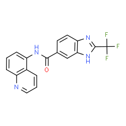 ChemSpider 2D Image | N-(5-Quinolinyl)-2-(trifluoromethyl)-1H-benzimidazole-5-carboxamide | C18H11F3N4O