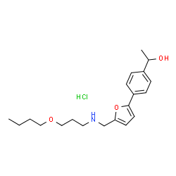 ChemSpider 2D Image | 1-[4-(5-{[(3-Butoxypropyl)amino]methyl}-2-furyl)phenyl]ethanol hydrochloride (1:1) | C20H30ClNO3