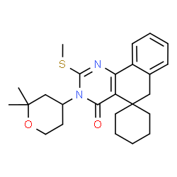ChemSpider 2D Image | 3-(2,2-Dimethyltetrahydro-2H-pyran-4-yl)-2-(methylsulfanyl)-3H-spiro[benzo[h]quinazoline-5,1'-cyclohexan]-4(6H)-one | C25H32N2O2S