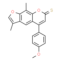 ChemSpider 2D Image | 5-(4-Methoxyphenyl)-3,9-dimethyl-7H-furo[3,2-g]chromene-7-thione | C20H16O3S