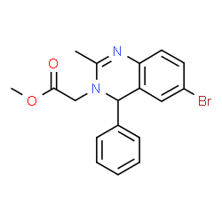 ChemSpider 2D Image | Methyl (6-bromo-2-methyl-4-phenyl-3(4H)-quinazolinyl)acetate | C18H17BrN2O2
