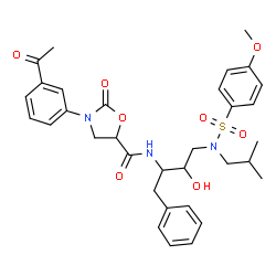 ChemSpider 2D Image | 3-(3-acetylphenyl)-N-(1-benzyl-2-hydroxy-3-(isobutyl((4-methoxyphenyl)sulfonyl)amino)propyl)-2-oxooxazolidine-5-carboxamide | C33H39N3O8S