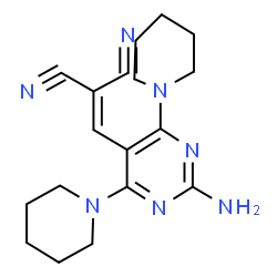 ChemSpider 2D Image | 2-((2-amino-4,6-di-1-piperidylpyrimidin-5-yl)methylene)malononitrile | C18H23N7