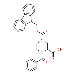 ChemSpider 2D Image | 1-Benzoyl-4-[(9H-fluoren-9-ylmethoxy)carbonyl]-2-piperazinecarboxylic acid | C27H24N2O5