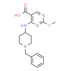 ChemSpider 2D Image | 4-(1-benzylpiperidin-4-ylamino)-2-(methylthio)pyrimidine-5-carboxylic acid | C18H22N4O2S