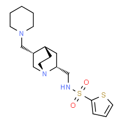 ChemSpider 2D Image | N-{[(2R,4S,5S)-5-(1-Piperidinylmethyl)-1-azabicyclo[2.2.2]oct-2-yl]methyl}-2-thiophenesulfonamide | C18H29N3O2S2