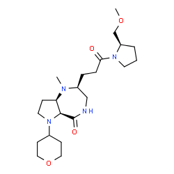 ChemSpider 2D Image | (2S,5aS,8aR)-2-{3-[(2R)-2-(Methoxymethyl)-1-pyrrolidinyl]-3-oxopropyl}-1-methyl-6-(tetrahydro-2H-pyran-4-yl)octahydropyrrolo[3,2-e][1,4]diazepin-5(2H)-one | C22H38N4O4