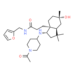 ChemSpider 2D Image | 3-{(3S,3aR,6S,7aS)-3-[(1-Acetyl-4-piperidinyl)amino]-6-hydroxy-1,1,6-trimethyloctahydro-3aH-inden-3a-yl}-N-(2-furylmethyl)propanamide | C27H43N3O4