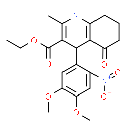 ChemSpider 2D Image | Ethyl 4-(4,5-dimethoxy-2-nitrophenyl)-2-methyl-5-oxo-1,4,5,6,7,8-hexahydro-3-quinolinecarboxylate | C21H24N2O7