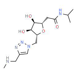 ChemSpider 2D Image | 2-[(2S,3R,4S,5R)-3,4-Dihydroxy-5-({4-[(methylamino)methyl]-1H-1,2,3-triazol-1-yl}methyl)tetrahydro-2-furanyl]-N-isopropylacetamide | C14H25N5O4