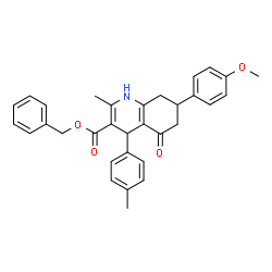 ChemSpider 2D Image | Benzyl 7-(4-methoxyphenyl)-2-methyl-4-(4-methylphenyl)-5-oxo-1,4,5,6,7,8-hexahydro-3-quinolinecarboxylate | C32H31NO4