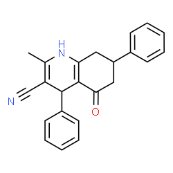 ChemSpider 2D Image | 2-Methyl-5-oxo-4,7-diphenyl-1,4,5,6,7,8-hexahydro-3-quinolinecarbonitrile | C23H20N2O