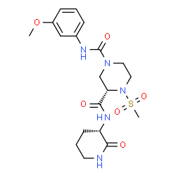 ChemSpider 2D Image | (3S)-N~1~-(3-Methoxyphenyl)-4-(methylsulfonyl)-N~3~-[(3S)-2-oxo-3-piperidinyl]-1,3-piperazinedicarboxamide | C19H27N5O6S