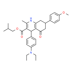ChemSpider 2D Image | Isobutyl 4-[4-(diethylamino)phenyl]-7-(4-methoxyphenyl)-2-methyl-5-oxo-1,4,5,6,7,8-hexahydro-3-quinolinecarboxylate | C32H40N2O4