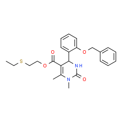 ChemSpider 2D Image | 2-(Ethylsulfanyl)ethyl 4-[2-(benzyloxy)phenyl]-1,6-dimethyl-2-oxo-1,2,3,4-tetrahydro-5-pyrimidinecarboxylate | C24H28N2O4S