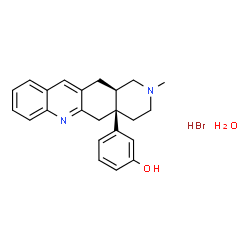 ChemSpider 2D Image | 3-[(4aS,12aR)-2-Methyl-1,3,4,5,12,12a-hexahydropyrido[3,4-b]acridin-4a(2H)-yl]phenol hydrobromide hydrate | C23H27BrN2O2