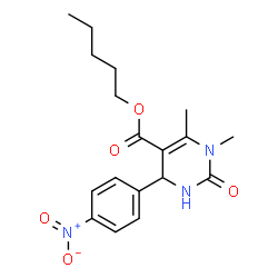 ChemSpider 2D Image | Pentyl 1,6-dimethyl-4-(4-nitrophenyl)-2-oxo-1,2,3,4-tetrahydro-5-pyrimidinecarboxylate | C18H23N3O5
