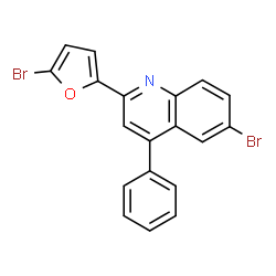 ChemSpider 2D Image | 6-Bromo-2-(5-bromo-2-furyl)-4-phenylquinoline | C19H11Br2NO