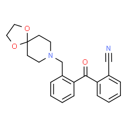 ChemSpider 2D Image | 2-[2-(1,4-Dioxa-8-azaspiro[4.5]dec-8-ylmethyl)benzoyl]benzonitrile | C22H22N2O3