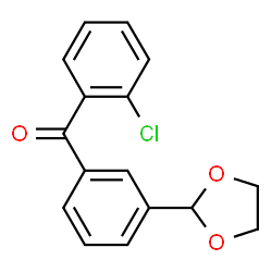 ChemSpider 2D Image | 2-chloro-3'-(1,3-dioxolan-2-yl)benzophenone | C16H13ClO3