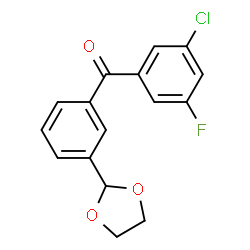 ChemSpider 2D Image | 3-chloro-3'-(1,3-dioxolan-2-yl)-5-fluorobenzophenone | C16H12ClFO3