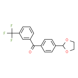 ChemSpider 2D Image | 4'-(1,3-dioxolan-2-yl)-3-trifluoromethylbenzophenone | C17H13F3O3
