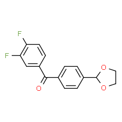 ChemSpider 2D Image | 3,4-difluoro-4'-(1,3-dioxolan-2-yl)benzophenone | C16H12F2O3