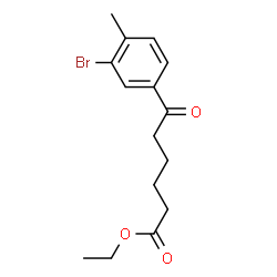 ChemSpider 2D Image | Ethyl 6-(3-bromo-4-methylphenyl)-6-oxohexanoate | C15H19BrO3