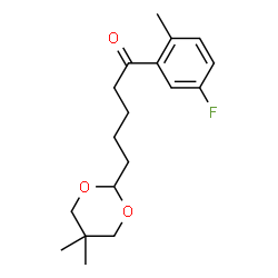 ChemSpider 2D Image | 5-(5,5-Dimethyl-1,3-dioxan-2-yl)-1-(5-fluoro-2-methylphenyl)-1-pentanone | C18H25FO3
