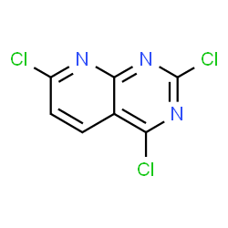 ChemSpider 2D Image | 2,4,7-Trichloropyrido[2,3-d]pyrimidine | C7H2Cl3N3