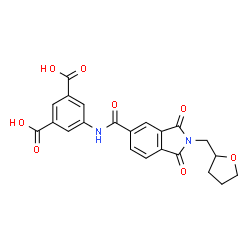 ChemSpider 2D Image | 5-({[1,3-Dioxo-2-(tetrahydro-2-furanylmethyl)-2,3-dihydro-1H-isoindol-5-yl]carbonyl}amino)isophthalic acid | C22H18N2O8