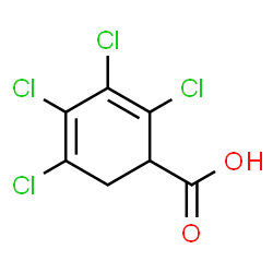 ChemSpider 2D Image | 2,3,4,5-Tetrachloro-2,4-cyclohexadiene-1-carboxylic acid | C7H4Cl4O2