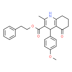ChemSpider 2D Image | 2-Phenylethyl 4-(4-methoxyphenyl)-2-methyl-5-oxo-1,4,5,6,7,8-hexahydro-3-quinolinecarboxylate | C26H27NO4