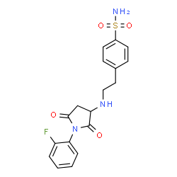 ChemSpider 2D Image | 4-(2-{[1-(2-Fluorophenyl)-2,5-dioxo-3-pyrrolidinyl]amino}ethyl)benzenesulfonamide | C18H18FN3O4S