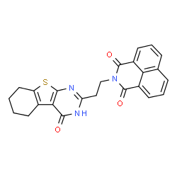 ChemSpider 2D Image | 2-[2-(4-Oxo-3,4,5,6,7,8-hexahydro[1]benzothieno[2,3-d]pyrimidin-2-yl)ethyl]-1H-benzo[de]isoquinoline-1,3(2H)-dione | C24H19N3O3S