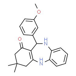 ChemSpider 2D Image | 11-(3-Methoxyphenyl)-3,3-dimethyl-2,3,4,5,10,11-hexahydro-1H-dibenzo[b,e][1,4]diazepin-1-one | C22H24N2O2