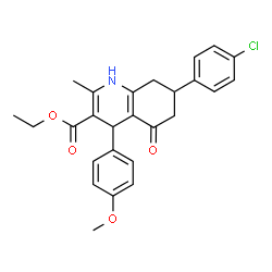 ChemSpider 2D Image | Ethyl 7-(4-chlorophenyl)-4-(4-methoxyphenyl)-2-methyl-5-oxo-1,4,5,6,7,8-hexahydro-3-quinolinecarboxylate | C26H26ClNO4