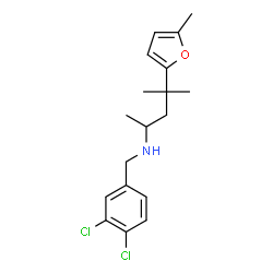 ChemSpider 2D Image | N-(3,4-Dichlorobenzyl)-4-methyl-4-(5-methyl-2-furyl)-2-pentanamine | C18H23Cl2NO